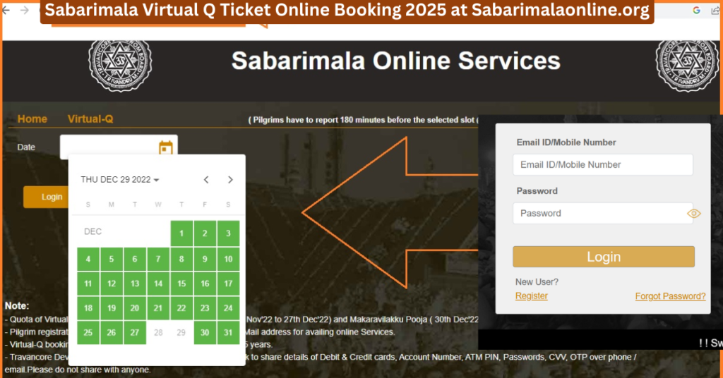 Sabarimala Virtual Q Ticket Online Booking 2025 at Sabarimalaonline.org